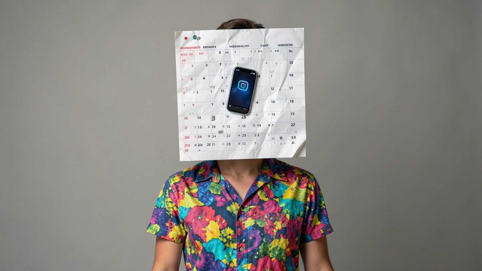 Pessoa com um calendário no lugar da cabeça
