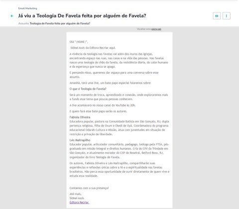 E-mail marketing Teologia de favela